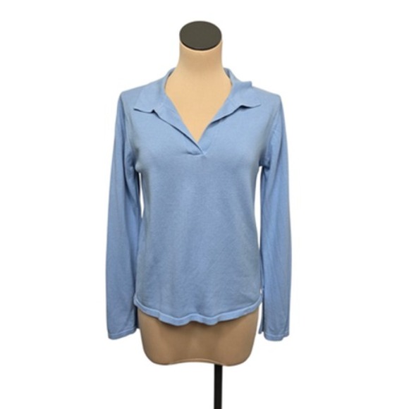 Djerf Avenue Light Blue V-Neck Sweater - Picture 1 of 12